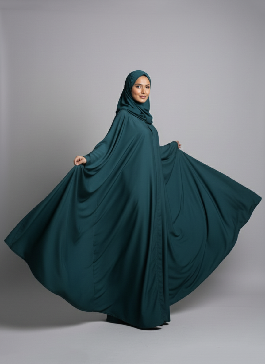 Half Arabic Emerald Green Butterfly Abaya