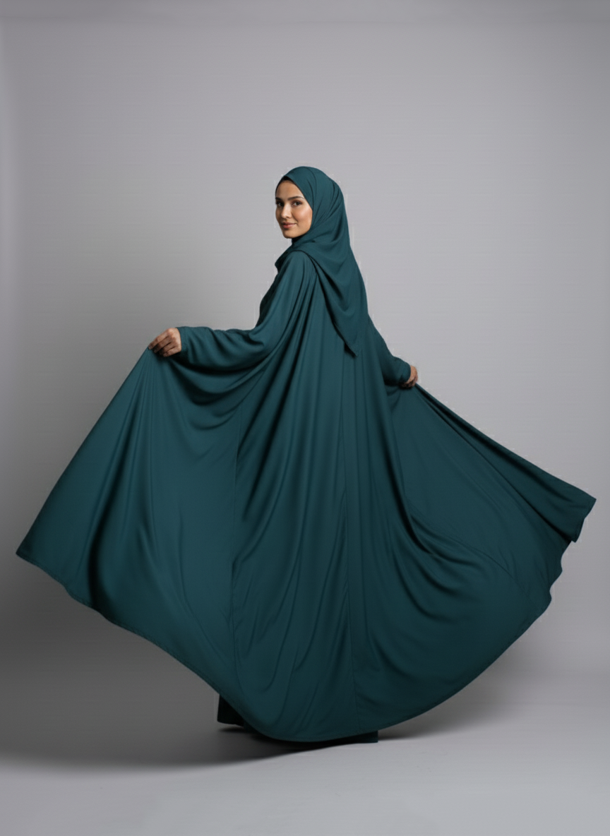 Half Arabic Emerald Green Butterfly Abaya