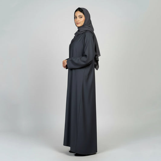 Contemporary Charcoal Textured Open Abaya