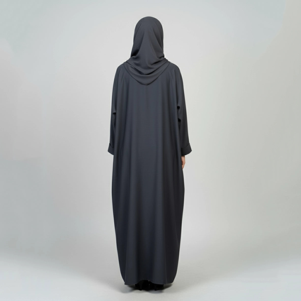 Contemporary Charcoal Textured Open Abaya