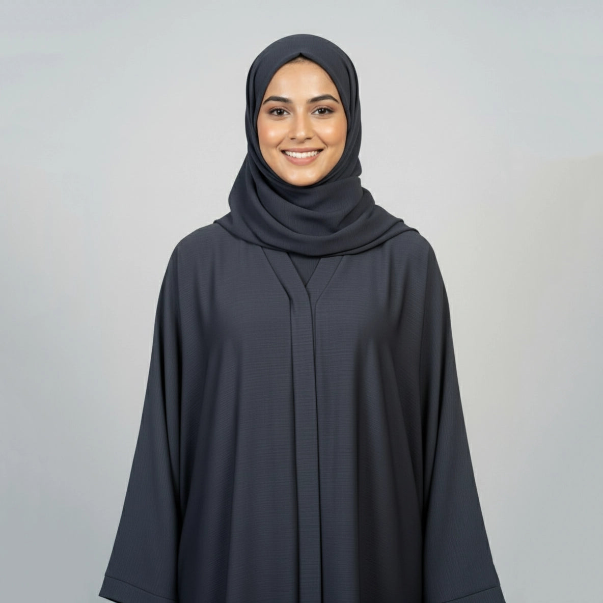 Contemporary Charcoal Textured Open Abaya