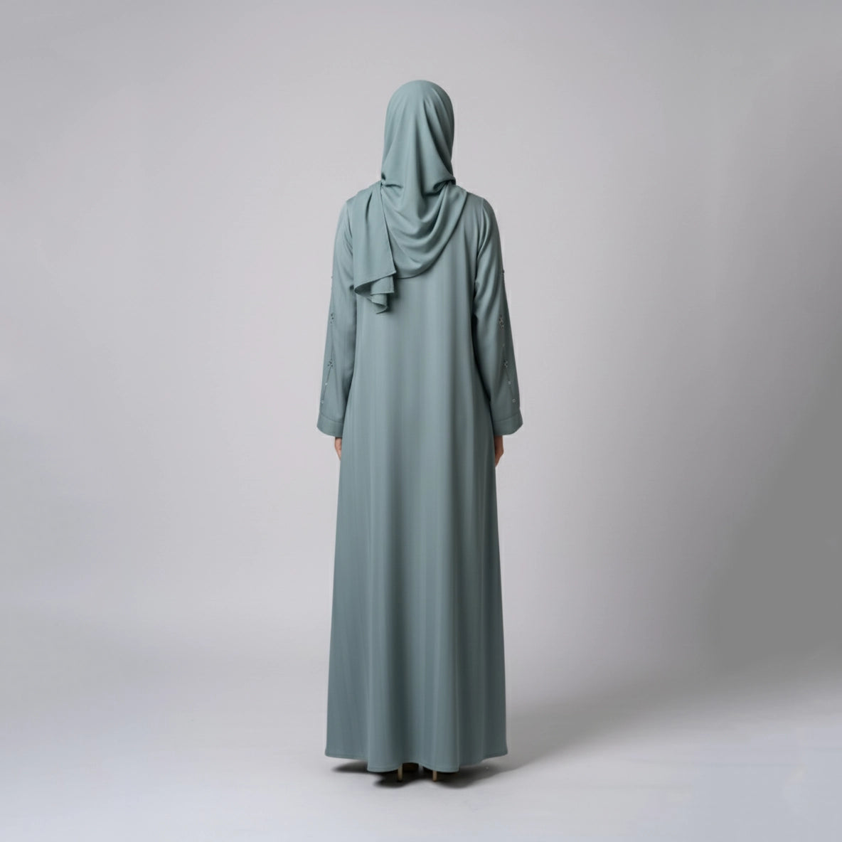 Sage Green Handwork Open Abaya