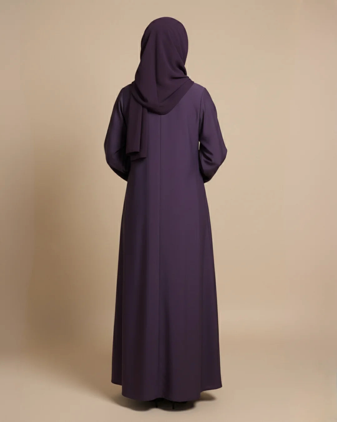 Classic Plum Open-Front Abaya