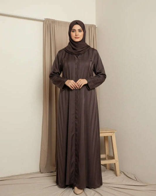 Dark Brown Pinstripe Lining Abaya