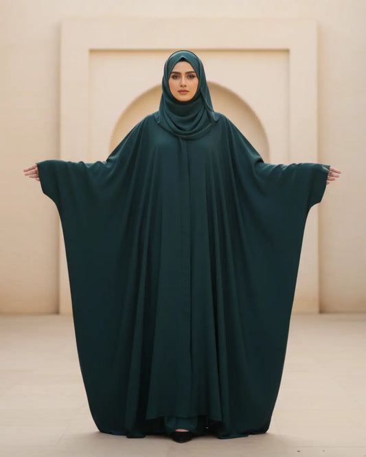 Half Arabic Emerald Green Butterfly Abaya