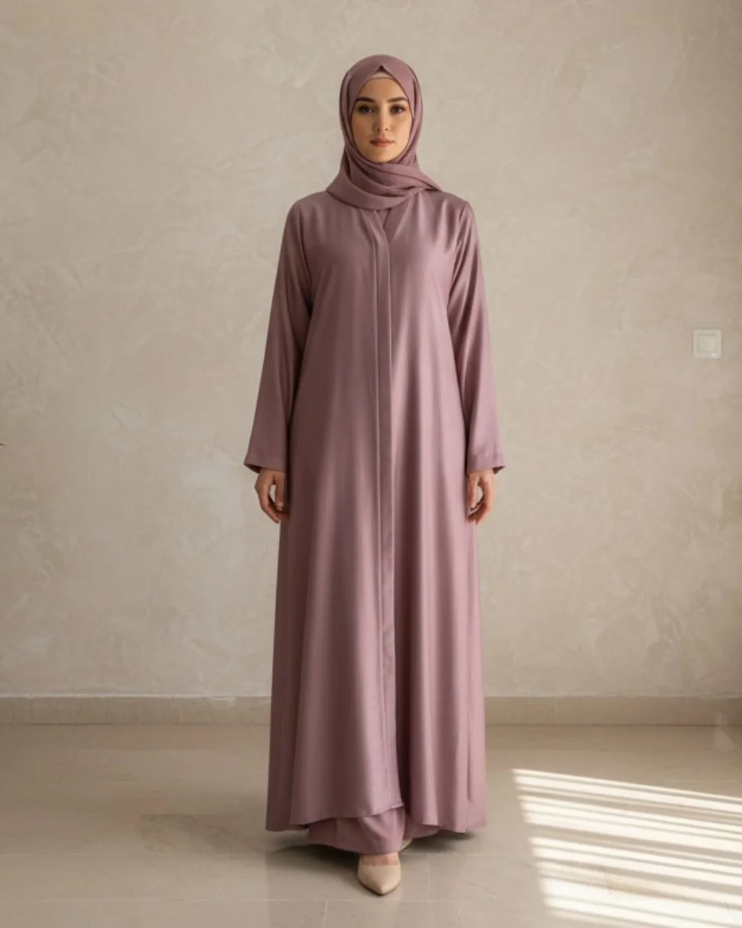Pink Open-Front Abaya