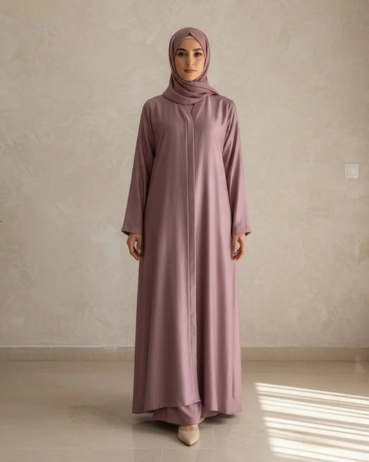 Pink Open-Front Abaya
