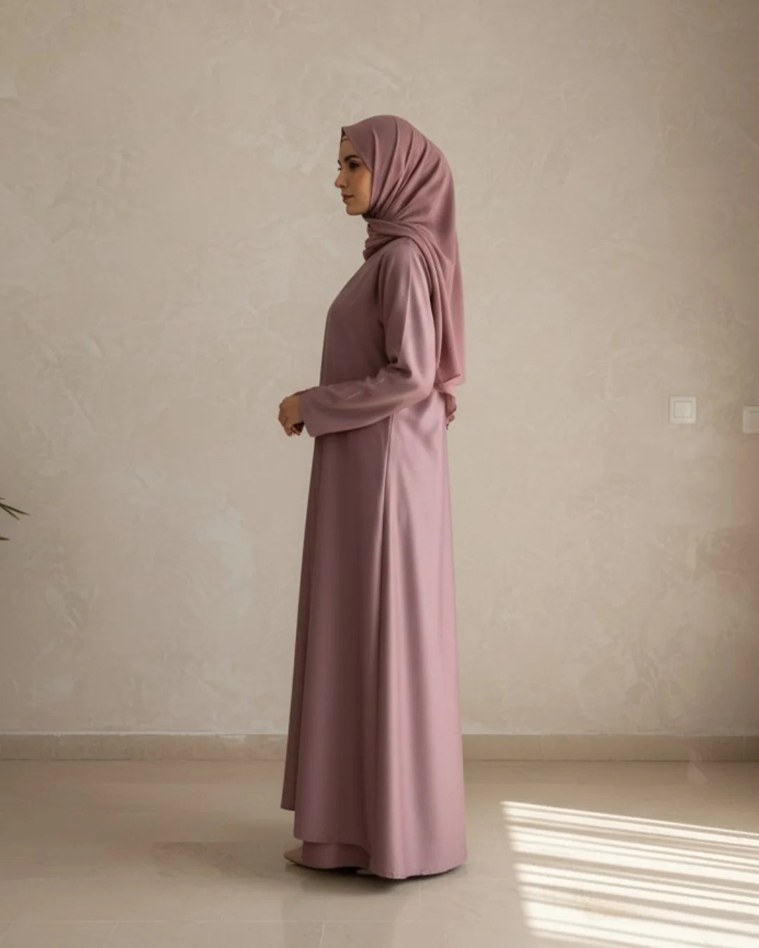 Pink Open-Front Abaya