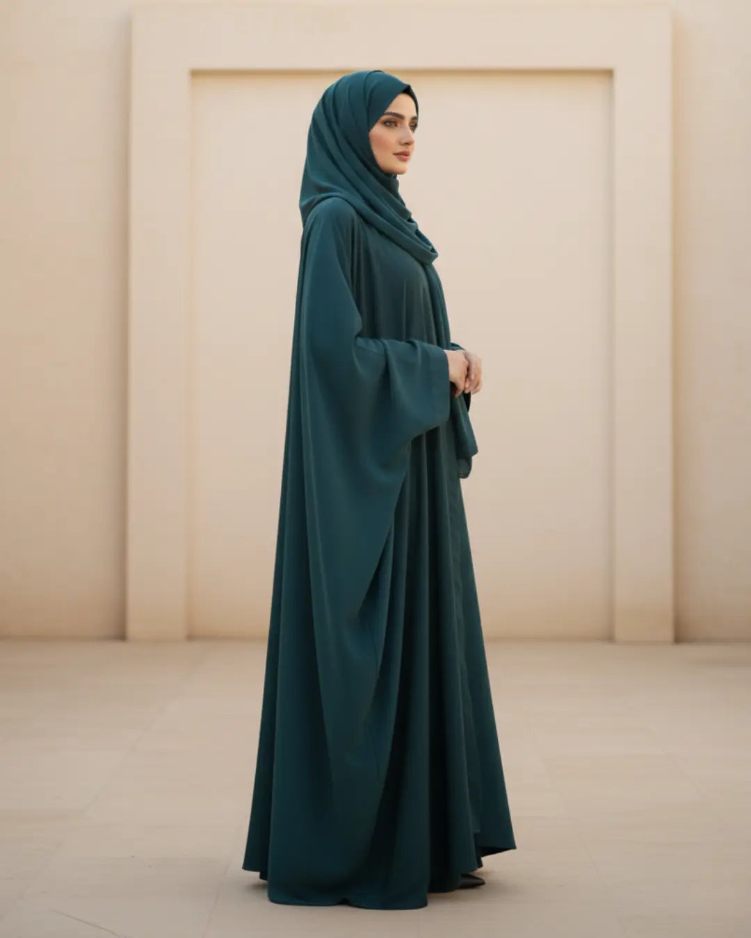 Half Arabic Emerald Green Butterfly Abaya