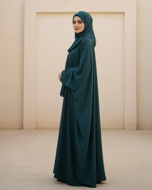 Half Arabic Emerald Green Butterfly Abaya