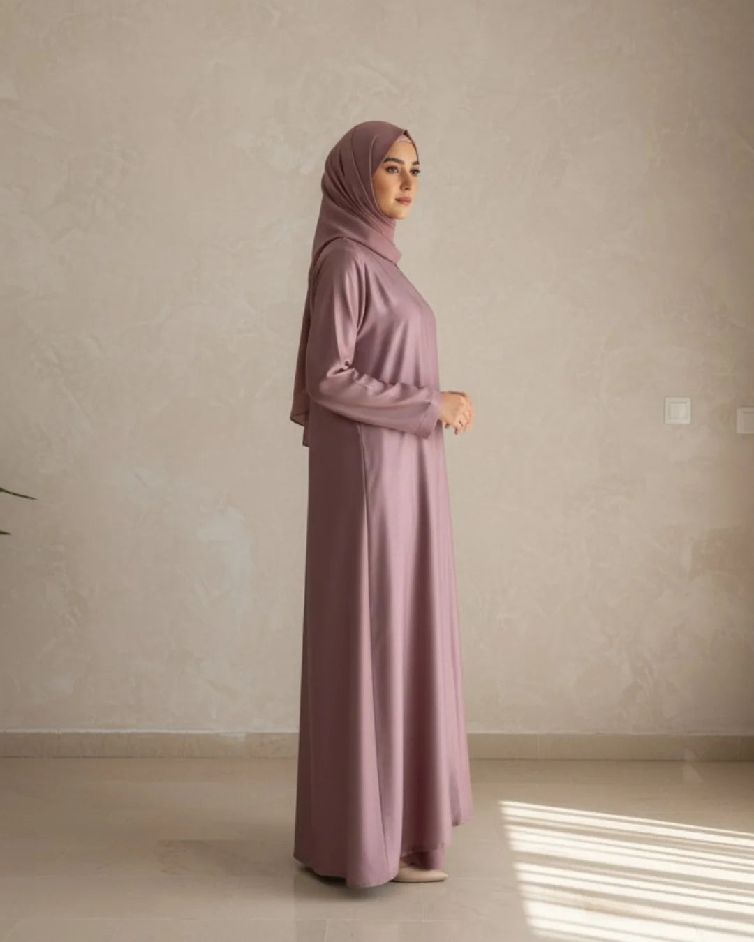 Pink Open-Front Abaya