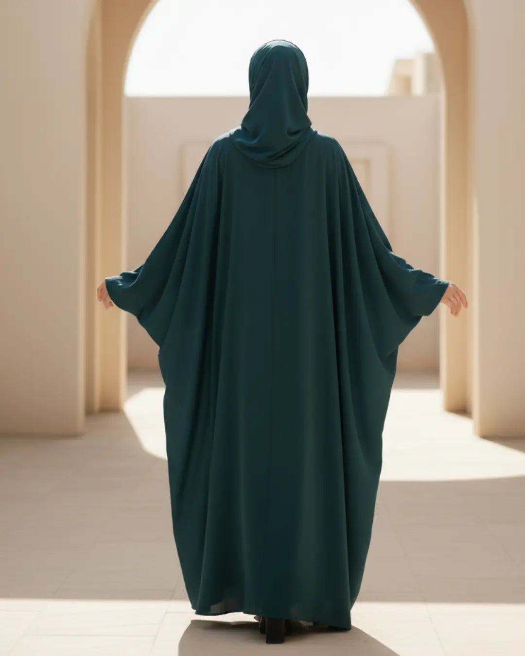 Half Arabic Emerald Green Butterfly Abaya