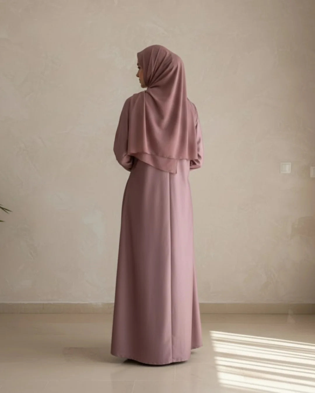 Pink Open-Front Abaya